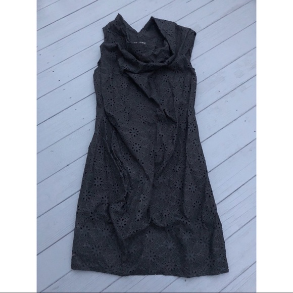 All Saints black cowl neck eyelet mini dress S - Picture 6 of 8